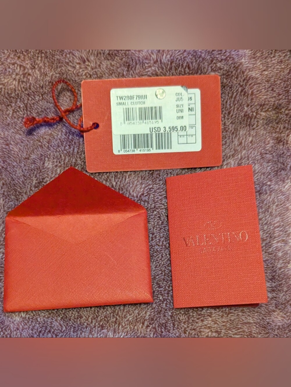 Valentino Garavani Small Clutch Original $3595 Tag Care Card Envelope Set